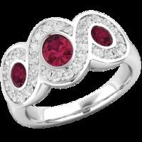 A stunning Ruby & Diamond dress diamond ring in 18ct white gold