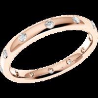 A beautiful diamond set courted ladies wedding ring in 18ct rose gold