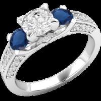 A luxurious sapphire & diamond ring with shoulder stones in 18ct white gold