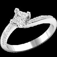 A stylish Princess Cut \'twist\' engagement ring in 18ct white gold