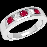 a stunning five stone ruby diamond eternity ring in 18ct white gold