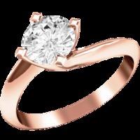 A modern Round Brilliant Cut solitaire twist diamond ring in 18ct rose gold