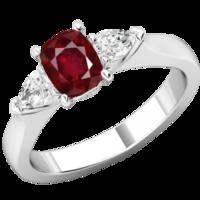 a timeless 3 stone ruby diamond ring in platinum