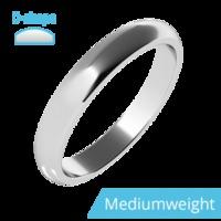 A stylish ladies D shape wedding ring in medium-weight 18ct white gold