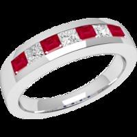 a stunning princess cut ruby diamond eternity ring in 18ct white gold