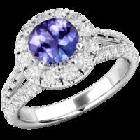 A beautiful Tanzanite and diamond cluster in 18ct white gold