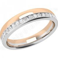 A classic Round Brilliant Cut diamond set ladies wedding ring in 18ct white & rose gold