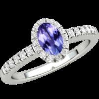 A beautiful Tanzanite and diamond cluster with shoulder stones in platinum