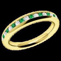 a stylish round brilliant cut emerald diamond eternity ring in 18ct ye ...