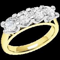 a stunning round brilliant cut four stone diamond ring in 18ct yellow  ...