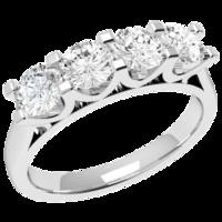 A stunning Round Brilliant Cut four stone diamond ring in platinum
