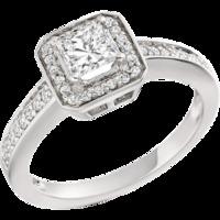 A stunning Princess & Round Brilliant Cut dress diamond ring in platinum