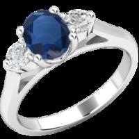 a timeless 3 stone sapphire diamond ring in 18ct white gold