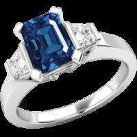 A stunning Sapphire & diamond 3 stone ring in platinum