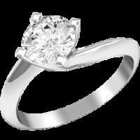 a modern round brilliant cut solitaire twist diamond ring in platinum