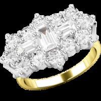 a beautiful baguette round brilliant cut cluster diamond ring in 18ct  ...