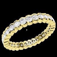A stylish Round Brilliant Cut diamond set wedding/eternity ring in 18ct yellow gold