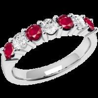 a beautiful ruby diamond eternity ring in 18ct white gold