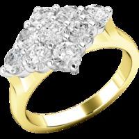 A beautiful Round Brilliant Cut cluster diamond ring in 18ct yellow & white gold