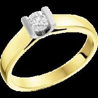 A stylish bar set Round Brilliant Cut solitaire diamond ring in 18ct yellow & white gold