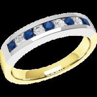 A timeless Round Brilliant Cut sapphire & diamond eternity ring in 18ct yellow & white gold