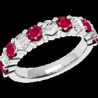 A beautiful Round Brilliant Cut ruby & diamond eternity ring in 9ct white gold