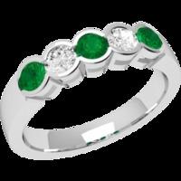 a stylish round brilliant cut emerald diamond eternity ring in 18ct wh ...