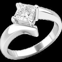 A unique Princess Cut solitaire diamond ring in 18ct white gold