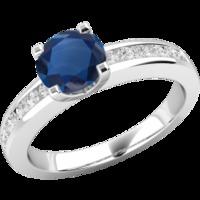 a beautiful round cut sapphire and diamond ring with shoulder stones i ...