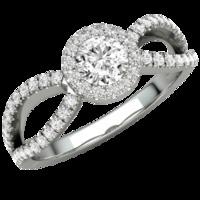 A stunning Round Brilliant Cut diamond ring with shoulder stones in 18ct white gold