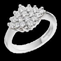 a beautiful round brilliant cut cluster diamond ring in 18ct white gol ...