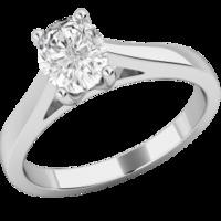 a beautiful oval cut solitaire diamond ring in 18ct white gold