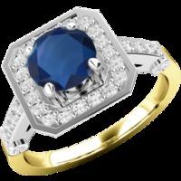 A beautiful sapphire & diamond cluster style ring in 18ct yellow & white gold