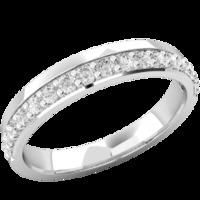 A beautiful offset ladies diamond set wedding ring in palladium