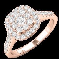 A luxurious cushion shaped halo diamond ring with shoulder stones in 18ct rose gold