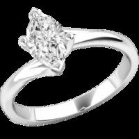 A unique Marquise Cut solitaire diamond ring in 18ct white gold