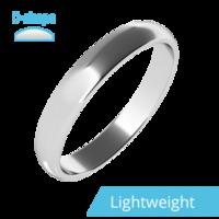 a stylish ladies d shape wedding ring in light weight 9ct white gold