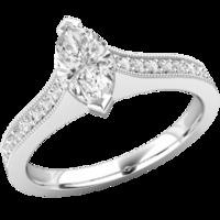 A beautiful Marquise Cut diamond ring with shoulder stones in platinum