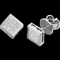 A beautiful pair of Princess Cut diamond earrings in 18ct white gold