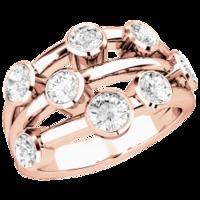 A unique Round Brilliant Cut diamond dress ring in 18ct rose gold