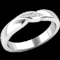 a twist style diamond set wedding ring in 18ct white gold