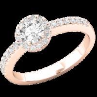 A stunning Round brilliant cut diamond ring with shoulder stones in 18ct rose gold