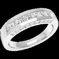 A beautiful Princess & Round Brilliant Cut diamond eternity ring in platinum