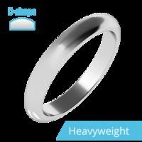 A stylish ladies D shape wedding ring in heavy-weight 9ct white gold