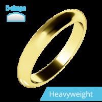 a stylish ladies d shape wedding ring in heavy weight 18ct yellow gold