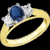 A timeless three stone sapphire & diamond ring in 18ct yellow & white gold