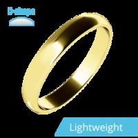 A stylish ladies D shape wedding ring in light-weight 9ct yellow gold