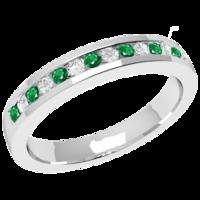 a classic round brilliant cut emerald diamond eternity ring in 9ct whi ...