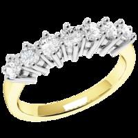 A stylish Round Brilliant Cut multi-stone diamond ring in 9ct yellow & white gold