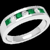 a stunning round brilliant cut emerald diamond eternity ring in 9ct wh ...